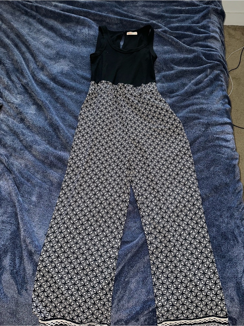 Black and white patterned jumpsuit